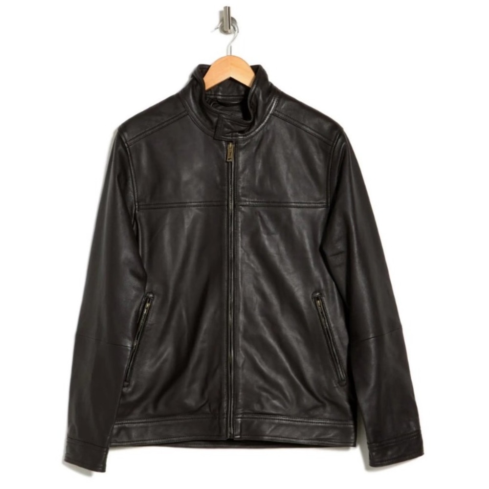 RODD & GUNN Cromwell Leather Jacket Chocolate Brown Size M - Picture 3 of 5